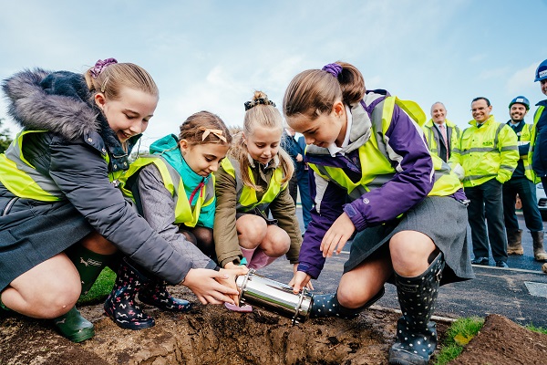 Pupils bury time capsule as show homes launch in North Whiteley